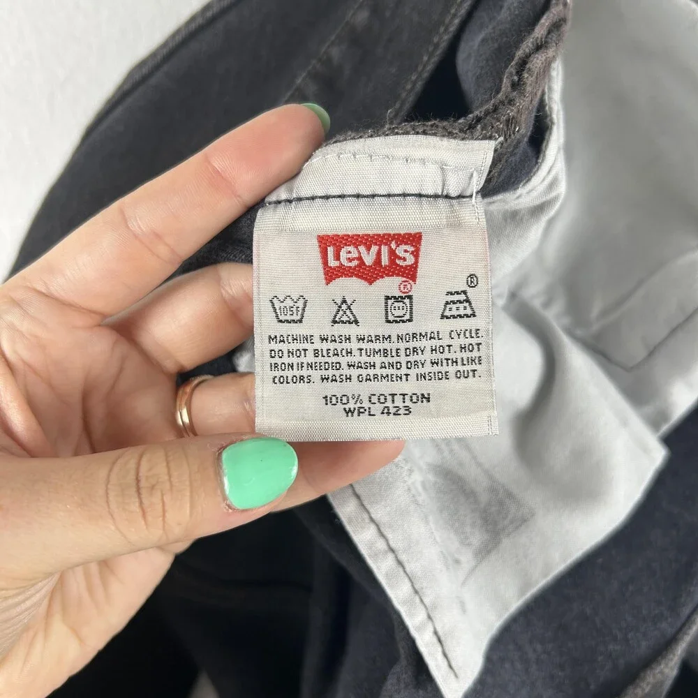 Vintage Levis 501 Jeans Mens 35x32 Charcoal Wash Black Denim Regular Straight